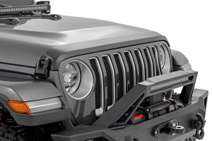 Jeep Wrangler Unlimited Hood Protector - Front - Rough Country - '18-'25 Jeep Wrangler Unlimited Hood Protector - Front - Rough Country - '18-'25